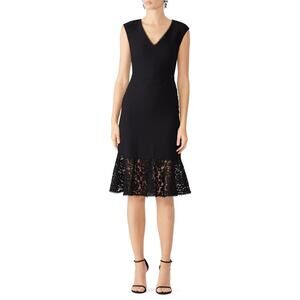 DRAPER JAMES Women's Size 2 Black Collection Tulip Lace Hem Sheath Dress